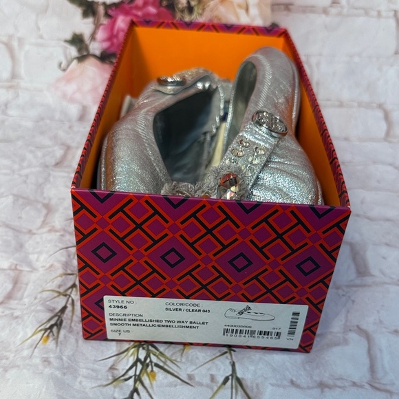 Tory Burch Adjustable Mary Jane Ballet Flats with Rhinestone Detail - Picture 10 of 13